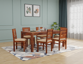 Due Solid Sheesham Wood Six Seater Dining Set (Natural Finish)